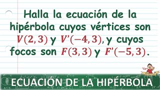 Gráfica de la Hipérbola dada su ecuación general  Ejemplo 3 [upl. by Huang462]