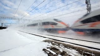 RZD EVS109 EVS110 quotSapsanquot test run with a multipleunit train control [upl. by Swift]