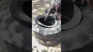 Man tyre cutting processskills shortvideos viralvideos [upl. by Eioj]