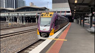 VLine VL14 Departing Southern Cross Station to Geelong  Low Note Horn Show [upl. by Asiela]