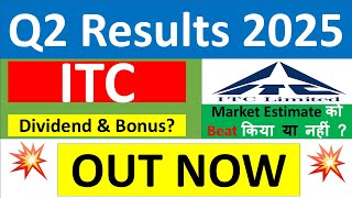 ITC Q2 results 2025  ITC results today  ITC Share News  ITC Share latest news  ITC Dividend [upl. by Malvin]