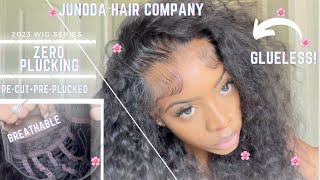 PREPLUCKED✨PRECUT✨BREATHABLE WATER WAVE 22” 180 HD LACE WIG 😍✨  JUNODA HAIR COMPANY [upl. by Attennaej]