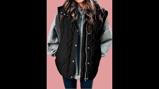 EVALESS Cropped Puffer Vest Women Lightweight Quilted Stand Collar Sleeveless Jackets Fall Button Zi [upl. by Hairakcaz41]