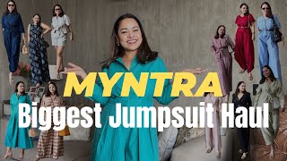 BIGGEST JUMPSUIT HAUL FROM MYNTRA  Best budget finds to suit all body types [upl. by Tirrag]