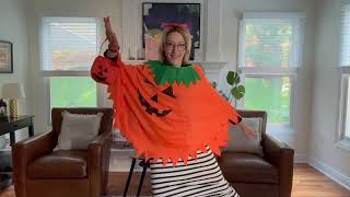 Easy Festive Halloween Fun  Pumpkin Poncho Costume [upl. by Eedrahc]