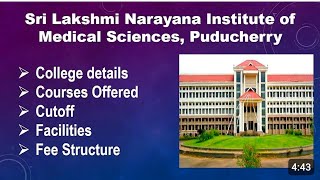 MEDICAL COLLEGE IN PUDUCHERRY l Sri Lakshmi Narayana Medical college l DEEMED MEDICAL COLLEGE TN [upl. by Sillyrama]