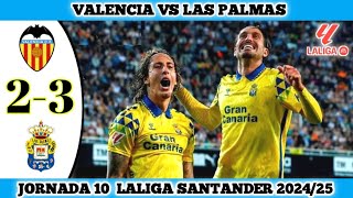 VALENCIA VS LAS PALMAS  23  Jornada 10 Laliga Santander 202425 [upl. by Barbur]