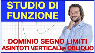 Studio di funzione razionale fratta dominio segno limiti asintoti verticali e asintoto obliquo [upl. by Ezaria]