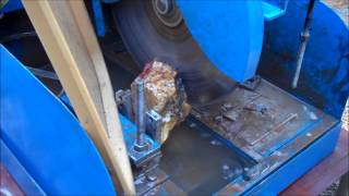 Cutting a Rock on a Lortone LS14 Lapidary Slab Saw w Spray Guard [upl. by Nnylorac]