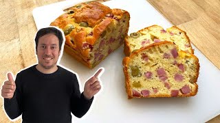 Cake moelleux au jambon et aux olives  Une recette facile et rapide pour les apéros de cet été [upl. by Elyr]