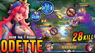 28 Kills  SAVAGE Odette with Winter Crown Auto SAVAGE  Build Top 1 Global Odette  MLBB [upl. by Riggs777]