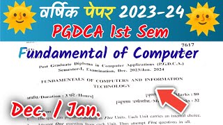 PGDCA 1st sem Fundamental of Computer Paper December 2023 January 2024  पीजीडीसीए पेपर pgdca [upl. by Lirrad]