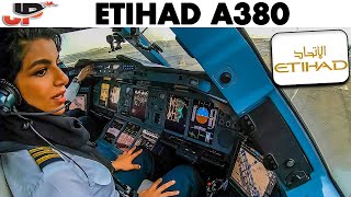 ETIHAD AIRBUS A380 Takeoff Abu Dhabi  Flight Deck GoPro View [upl. by Lertnom]