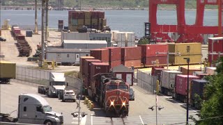 Awesome View Local Train CN 521 Pulling Containers From PSA Atlantic Hub Terminal  Halifax NS [upl. by Kessler]