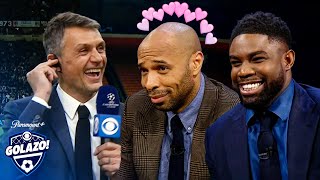 Thierry Henry Micah amp Carragher get starstruck by Paolo Maldini 💕  CBS Sports Golazo  UCL Today [upl. by Sink]