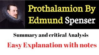 Prothalamion by Edmund Spencer Summary and critical analysis Easy hindi Explanation with notes [upl. by Ludwig]