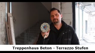 ✅✅ Treppenhaus Beton  Terrazzo Stufen mit Trittschutzstreifen reinigen schleifen und sanieren ✅✅ [upl. by Bandler751]