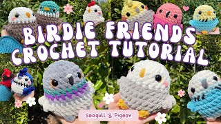 Birdie Friends Crochet Tutorial  Seagull and Pigeon [upl. by Alegna]