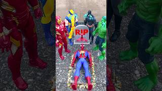 RIP Spider man Hulk Batman Iron man amp Wolverine Fight Venom  Marvel Toys shorts funny [upl. by Shevlo]