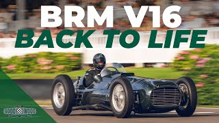 BRMs brand new car is a family dream ending in a 15litre V16 F1 car  Goodwood Revival [upl. by Durkee212]