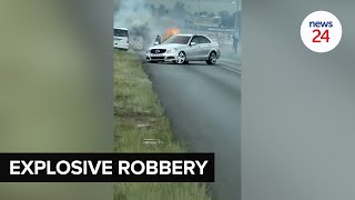 WATCH  Armed men bomb G4S van in Johannesburg residents frantically grab cash [upl. by Dodge]