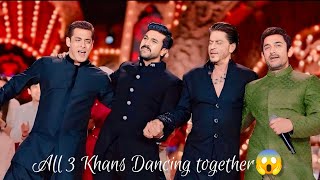 ShahrukhSalman and Aamir khan dancing together in Anant Ambani wedding😱 [upl. by Chiquia754]