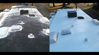 How to Repair and Seal a Rubber RV Roof  1998 Bounder Motor Home [upl. by Nairdna]