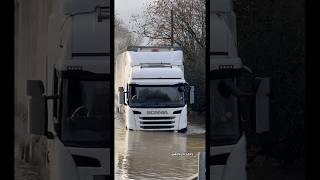 Great Work…👌🏼 SlowandSteady HGV SCANIA FloodedRoads Wading RiverCrossing essex UK Fyp [upl. by Ataner]