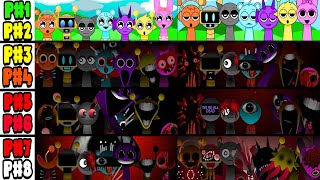 Incredibox Sprunki Mix All PHASES PHASE 12 VS PHASE 34 VS PHASE 56 VS PHASE 78 sprunki [upl. by Ennael]