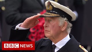 UK falls silent for Remembrance Sunday  BBC News [upl. by Zalea]