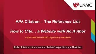 APA How to Cite a Website with No Author [upl. by Siuqram]