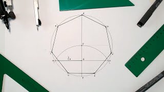 How to draw a regular heptagon inscribed in a given circle 📏✋📐 [upl. by Llerahc231]