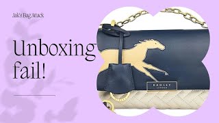 Unboxing Fail Radley of London Kentucky Derby 23 bag Lipstick and thunderstorms sorry dog barking [upl. by Idona]