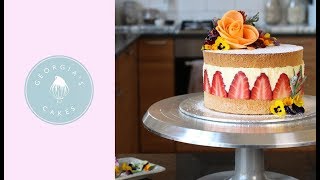 How To Make A Fraisier Cake  Georgias Cakes [upl. by Timms59]