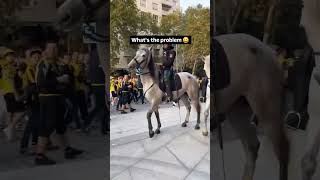 Police knockdown football fan with his horse 🐎meme football dortmund realmadrid bundesliga [upl. by Rehoptsirhc]