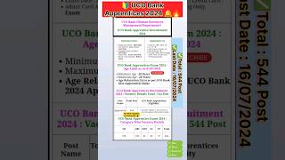 UCO Bank Apprentices 2024 🔔bank exam 2024 education shorts viral apprentice [upl. by Linet]