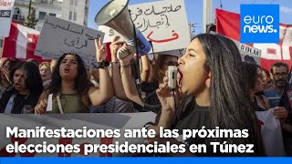 Protestas y detenciones en Túnez en la campaña de las elecciones presidenciales [upl. by Hanselka]