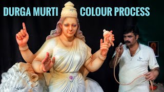 6 ft clay Durga Mata colouring process belvalkarartstudio sculpture bappacomingsoon art [upl. by Attayek579]