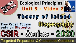 Ecology Part 2  Island Biogeography and its Principal  CSIR NET Life Science 2020 [upl. by Immij88]