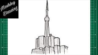 How to Draw The CN Tower Step by Step [upl. by Lativa]