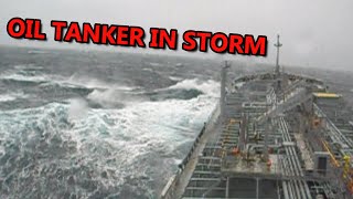 Oil Tanker in Storm  Heavy Seas in The North Atlantic Ocean [upl. by Nahtannoj]