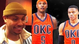 Carmelo Anthony Reacts To Being Traded To OKC Thunder [upl. by Nivlak]