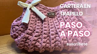 Cartera en trapillo a crochet  paso a paso  crochetpasoapaso cartera trapillo crochet [upl. by Gillett691]