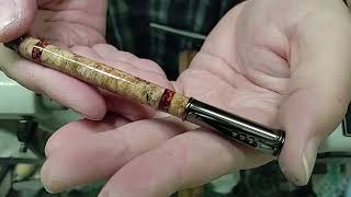 Dragons Eye Opal Inlay in Maple Burl and Gunmetal Editor Pen [upl. by Aiym620]