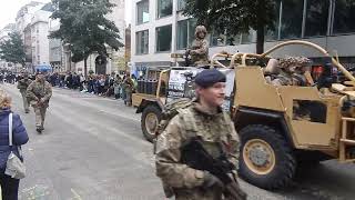 Lord Mayors Show London on 91124 army vehicles and troops in Cheapside in the City of London [upl. by Can]