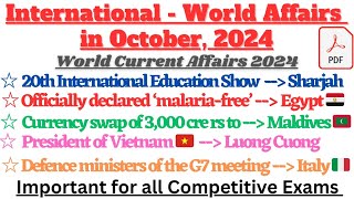 International Current Affairs 2024  World Current Affairs 2024  October 2024 Current Affairs [upl. by Roshelle]