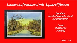 Watercolor painting tutorial  Loose Watercolor painting  Landschaftsmalerei mit Aquarellfarben [upl. by Nalor]