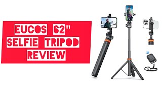 EUCOS 62 inch 20 Selfie Tripod Review [upl. by Enidlarej905]