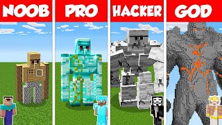 Minecraft Battle NOOB vs PRO vs HACKER vs GOD INSIDE GOLEM HOUSE BASE BUILD CHALLENGE  Animation [upl. by Ynnaj]