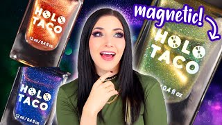 Holo Taco Birthday Magnetic Nail Polish Trio Swatch amp Review  KELLI MARISSA [upl. by Scheider]